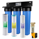 iSpring WGB32B-KDS+WSP50ARB Whole House Water Filter System w/ Auto-Flushing Spin Down Sediment Filter, Polyphosphate Anti-Scale, GAC KDF, and Carbon Block Water Filters, Water Descaler and Water Filter