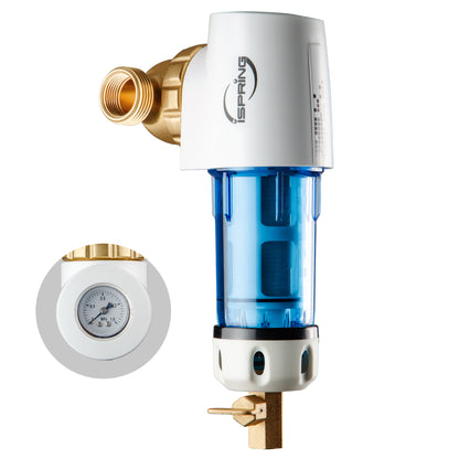 iSpring WSPGR - Reusable Spin Down Sediment Water Filter (50 Micron w/Scraper & 360°Head)