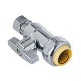 LittleWell ASTPF8CP6 Straight Stop Push-Fit Valve, 1/2 Inch Push x 3/8 Inch Compression, Chrome Finish w/ Metal Handle, works the same as SharkBite