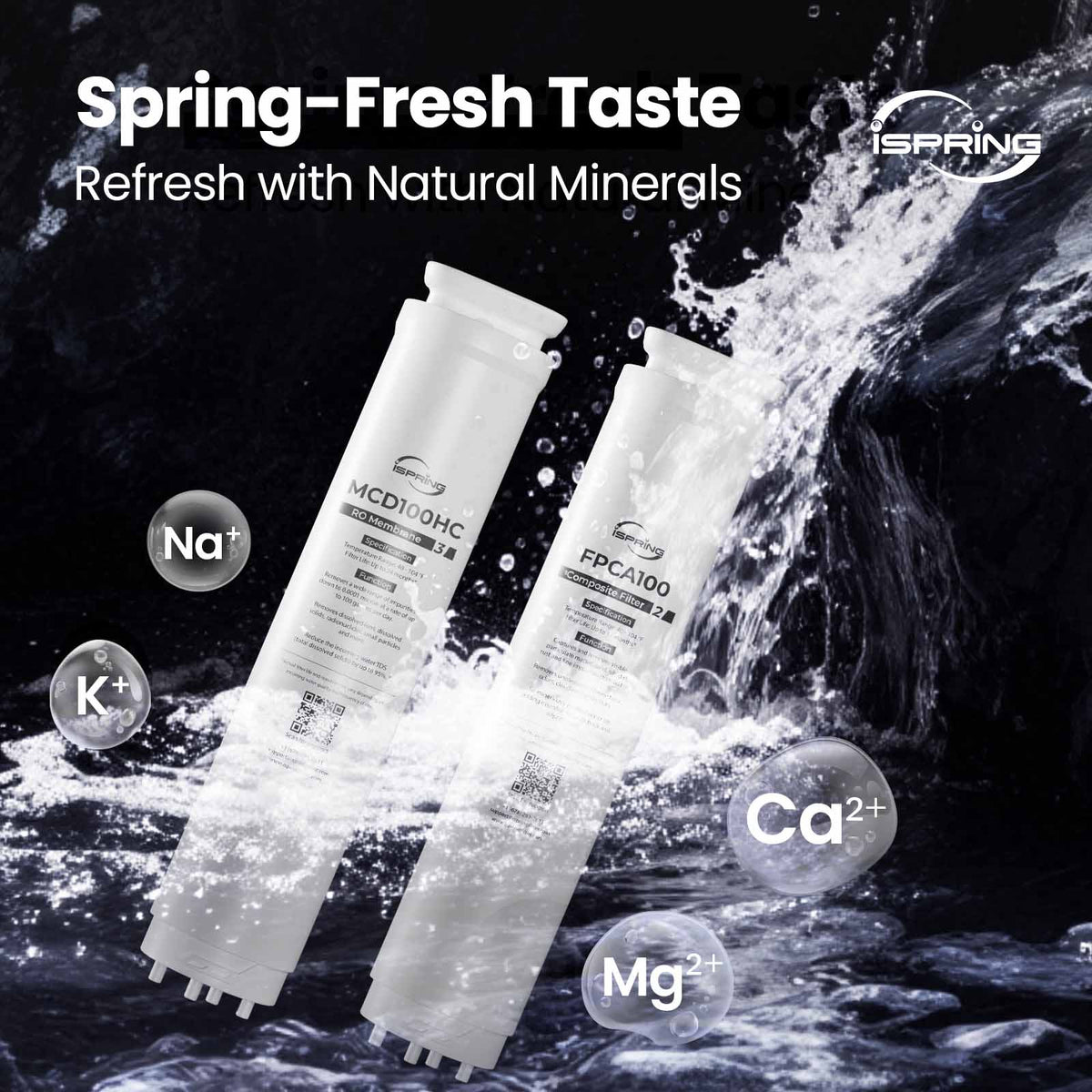 iSpring RCD100UHCG UV Alkaline Hot & Cold Reverse Osmosis Water Filter, Countertop RO Water Filter Dispenser with Mineral &amp; LED Ultraviolet Filter, 9 Temperature Options, TDS &amp; Filter Life Monitor, Plug and Play