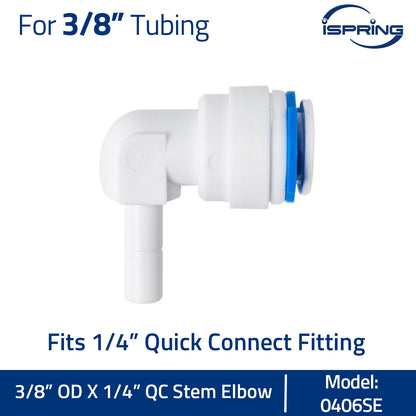 iSpring 0406SE x2 1⁄4” Stem Elbow to 3/8” Quick Fitting Connect, Pack of 2