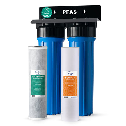 iSpring WGB22B-PF PFAS-Reducing Whole House Water Filter System, Also Removes Chlorine, Sediment, Rust, and Odor, SGS-Tested Reducing up to 99% of PFAS, 1” Inlet/Outlet