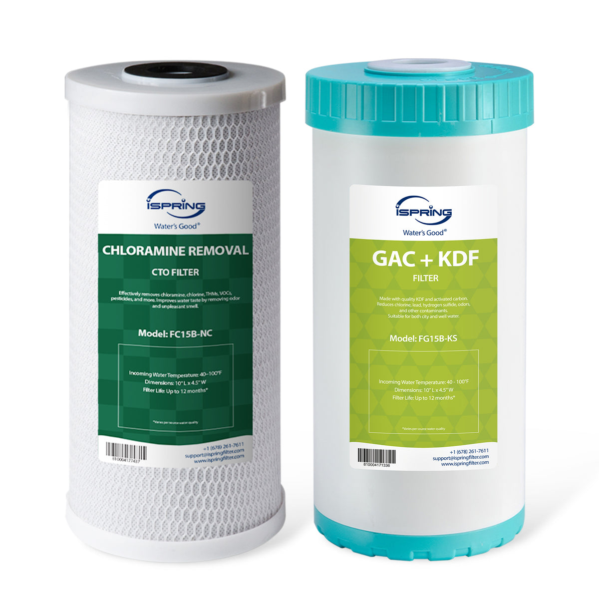 iSpring F2WGB21BKSNC Whole House Water Filter Replacement Pack, SGS-Tested to Remove up to 94.4% of Chloramine, Reduces Heavy Metals, Lead, Chlorine, Sediment, 10¡± x 4.5¡± Filters, Fits WGB21B-KSNC