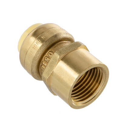 LittleWell ACPF8FPT8 Brass 1/2'' Push-Fit to Female Pipe Thread Coupling, Works the Same as A SharkBite