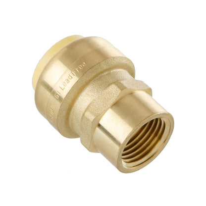 LittleWell ACPF12FPT8 Brass 3/4'' Push-Fit to 1/2'' NPT Female Pipe Thread Coupling, Works the Same as A SharkBite