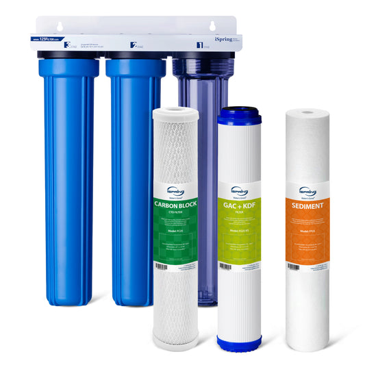 iSpring WCB32CKS Heavy Metals Whole House Water Filter System, Reduces Lead, Chloramine, PFAS, Chlorine, Sediments, 3-Stage Whole House Water Filtration System, 3/4" Inlet/Outlet