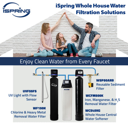 iSpring WCS45KG+WCFM500K Whole House Iron, Manganese, and Hydrogen Sulfide Water Filter   Water Softener - Set &amp; Forget