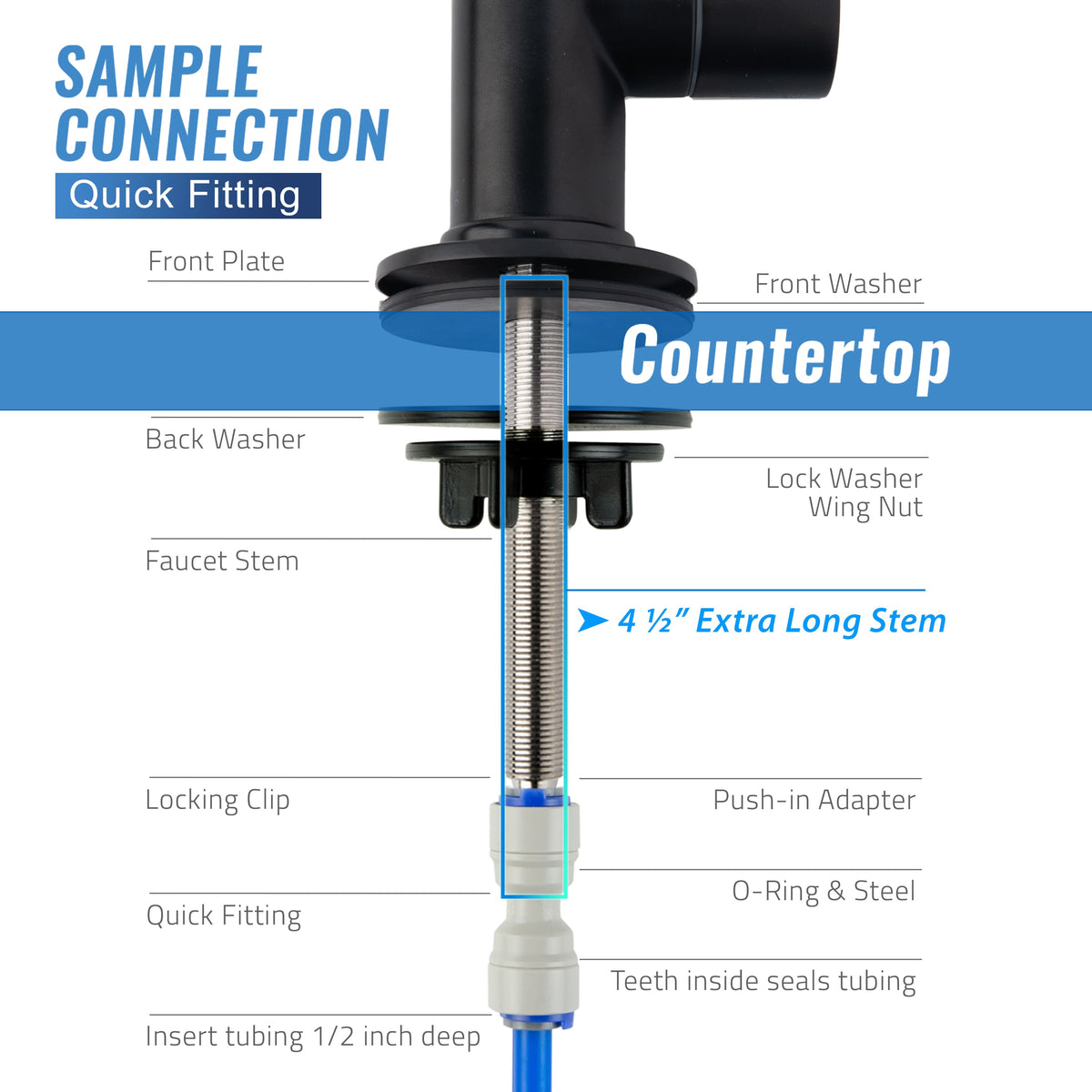 iSpring GA3-ORB Drinking Water Faucet for Kitchen Sink with 3/8'' Connector, Heavy Duty Lead-Free Reverse Osmosis Faucet for RO System, Non-Air Gap 100% Stainless Steel RO Faucet, Oil Rubbed Finish