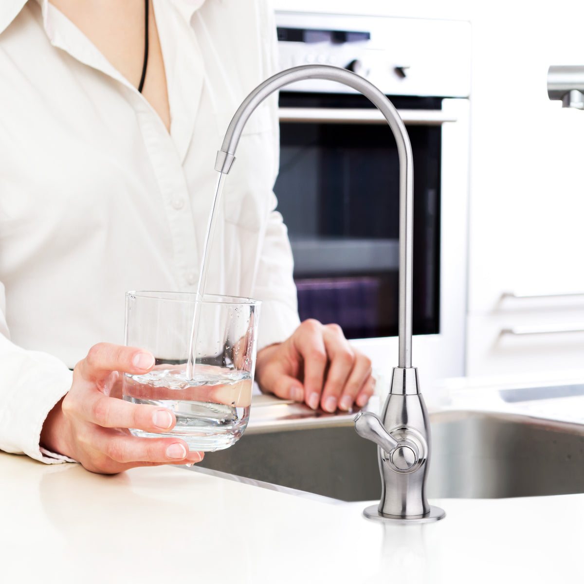 iSpring GK1-AB Lead-Free Faucet for RO System and Drinking Water Filtration Systems, Contemporary Coke-Shaped Style, High Spout, Antique Brass Finish