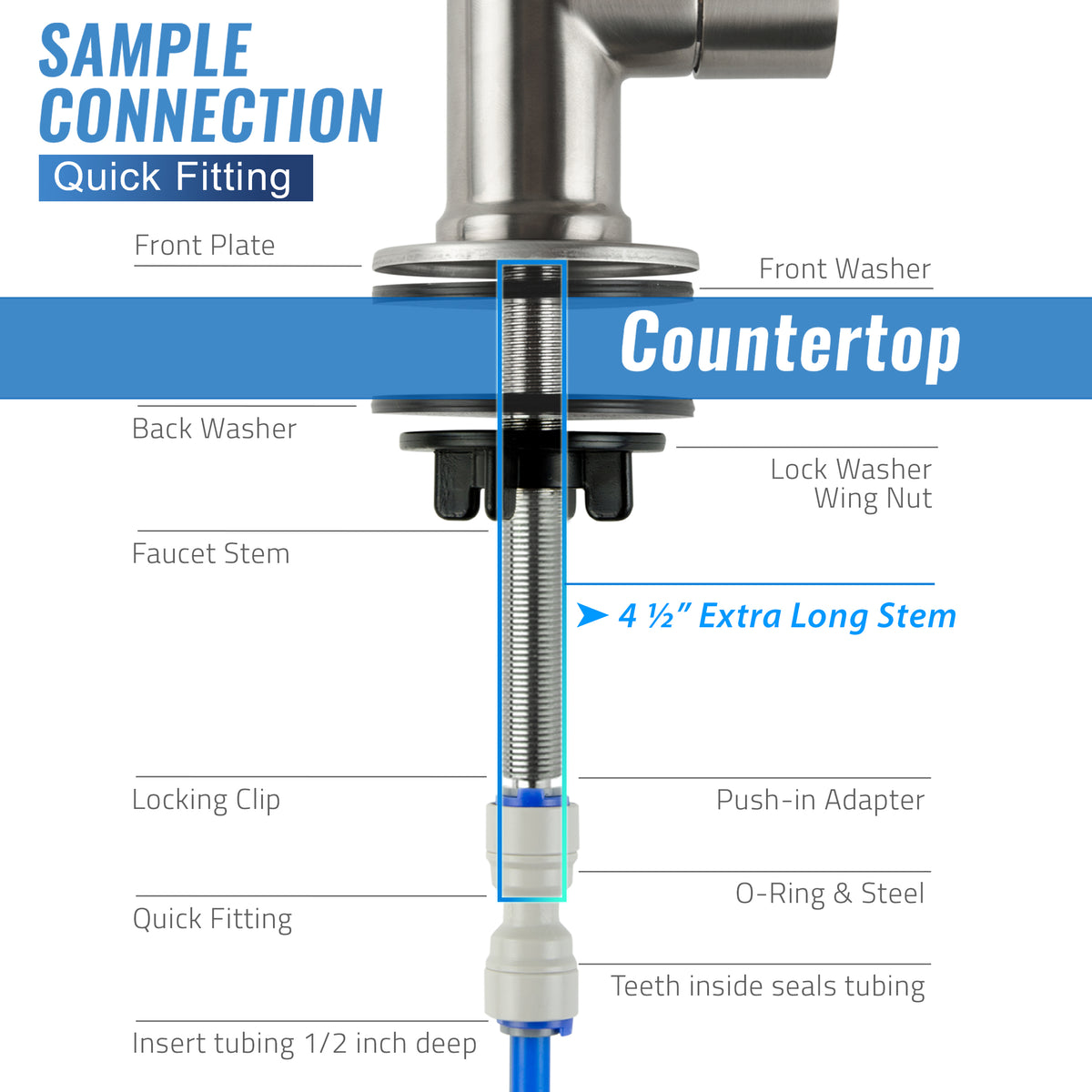 iSpring GA1-BN Heavy Duty Non-Air Gap Drinking Faucet for Water Filtration, Reverse Osmosis Systems-Brushed Nickel-Contemporary Style High-Spout