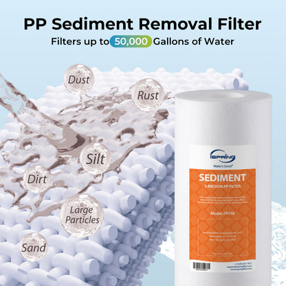 iSpring F3WGB31BMKS Whole House Water Filter Replacement Pack, Reduces Iron, Manganese, Hydrogen Sulfide, Lead, Chlorine, Sediments, Up to 12 Months, 10" × 4.5", Fits WGB31B-MKS
