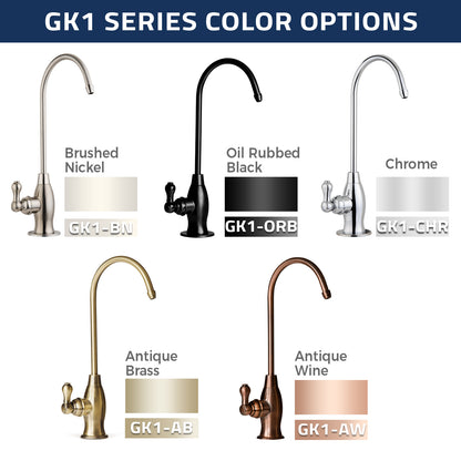 iSpring GK1-CHR Lead-Free Faucet for RO System and Drinking Water Filtration System, Contemporary Coke-Shaped Style, High Spout, Luxury Chrome Finish