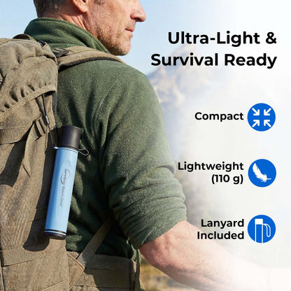 iSpring IFS-B Personal Water Filter Straw, Replaceable Advanced Filter, Removes Micro-organisms &amp; Lead, SGS-Tested BPA-Free, Ultralight Portable Purifier for Emergency, Survival, and Hiking