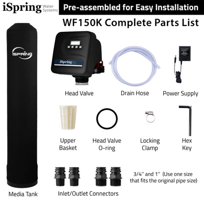 iSpring WF150K Whole House Central Water Filtration System with Smart Control Valve, 10-Year