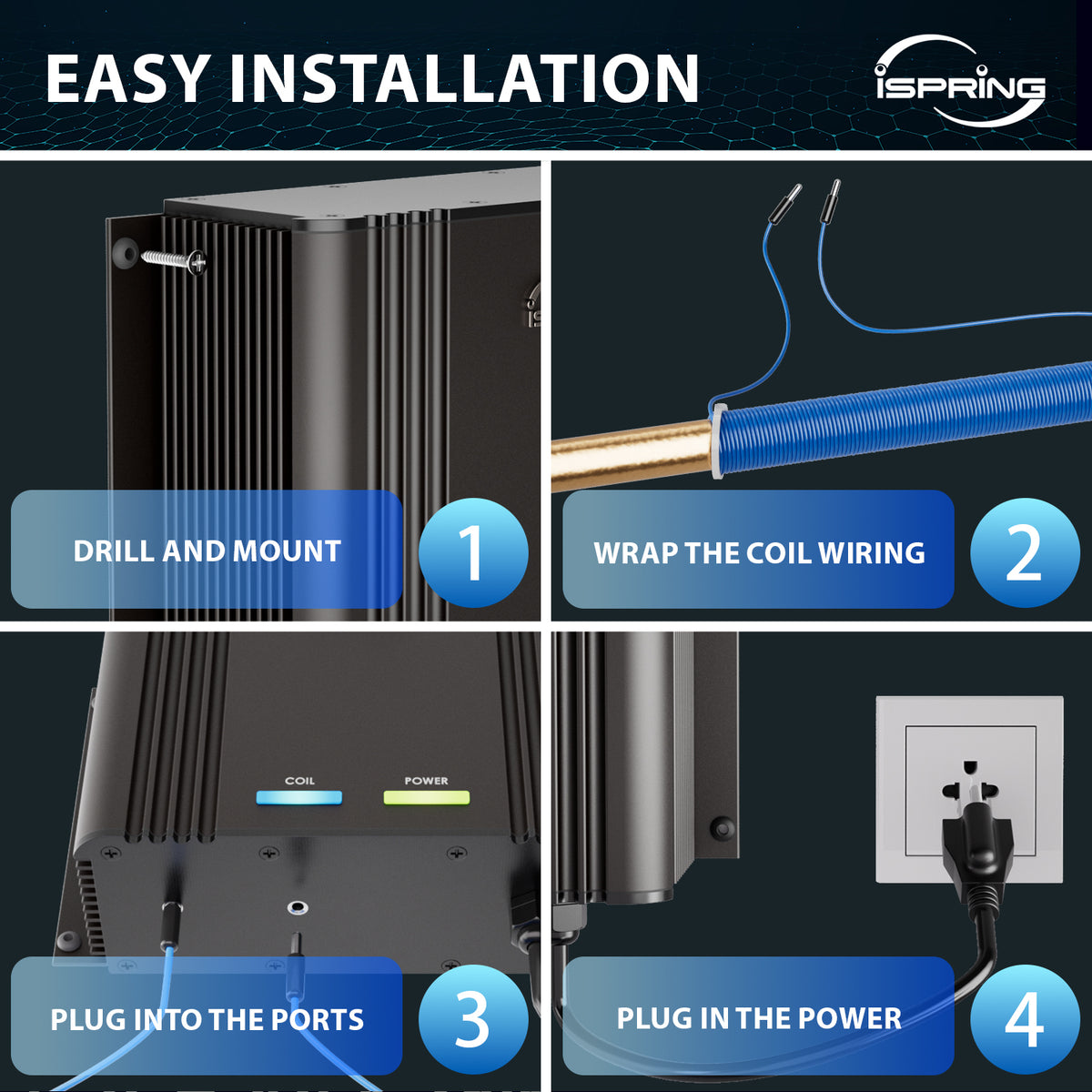 iSpring EDV2 Whole House Super Water Descaler, 10 Times More Powerful Alternative Electronic Salt-Free Hard Water Conditioner, Larger Size, Alloy Construction, Reduces Limescale, Prevents Deposits Build-up, Distincts from a Water Softener
