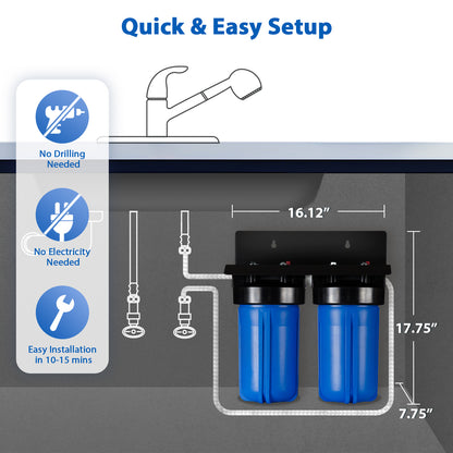 iSpring US21B-CPB 4-Layer High Capacity Under Sink Water Filter, Reduces Lead, PFAS, PFOA/PFOS, Chlorine, Bad Taste &amp; Odor, w/ 2 Upgraded Direct Connect Hoses