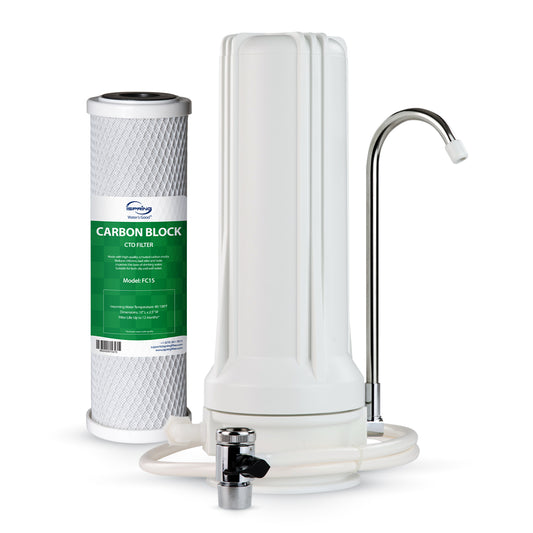 iSpring CKC1 Countertop Drinking Water Filtration System with Carbon Filter 2.5" x 10", White