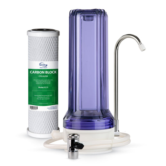 iSpring CKC1C Countertop Drinking Water Filtration System with Carbon Filter, 2.5" x 10", Clear