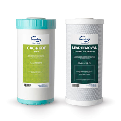 iSpring F2US21B-CPB Direct Connect US21B-CPB Replacement Filter Set, 4.5"x10" Undersink Water Filtration, Lead-Removal, GAC KDF Cartridges