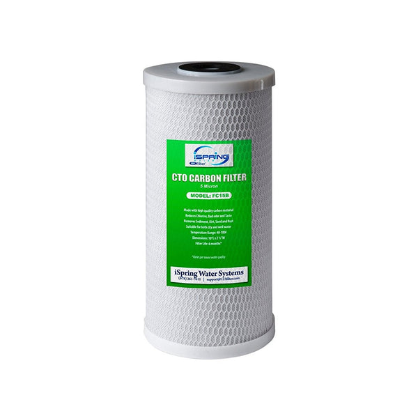 iSpring FC15B 5-Micron Coconut Shell Activated CTO Carbon Block Water Filter Replacement Cartridge for Under Sink and Whole House Water Systems