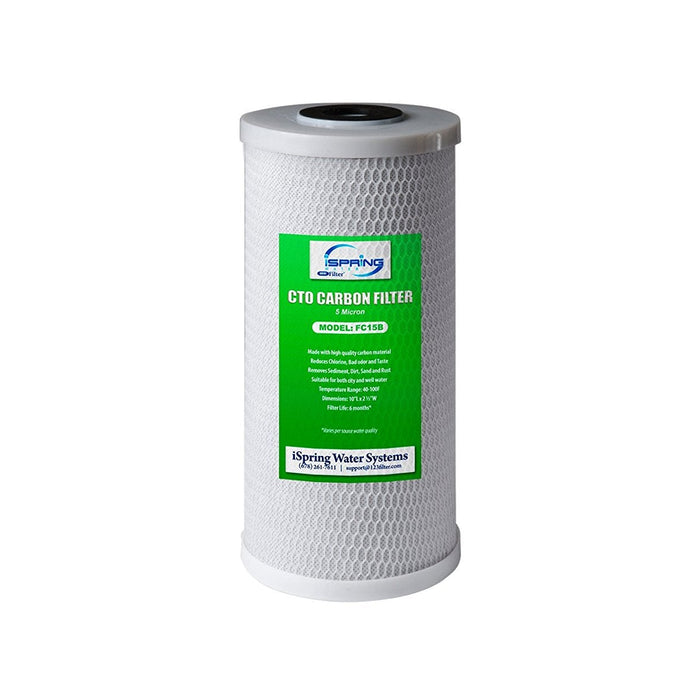 iSpring FC15B 5-Micron Coconut Shell Activated CTO Carbon Block Water Filter Replacement Cartridge for Under Sink and Whole House Water Systems