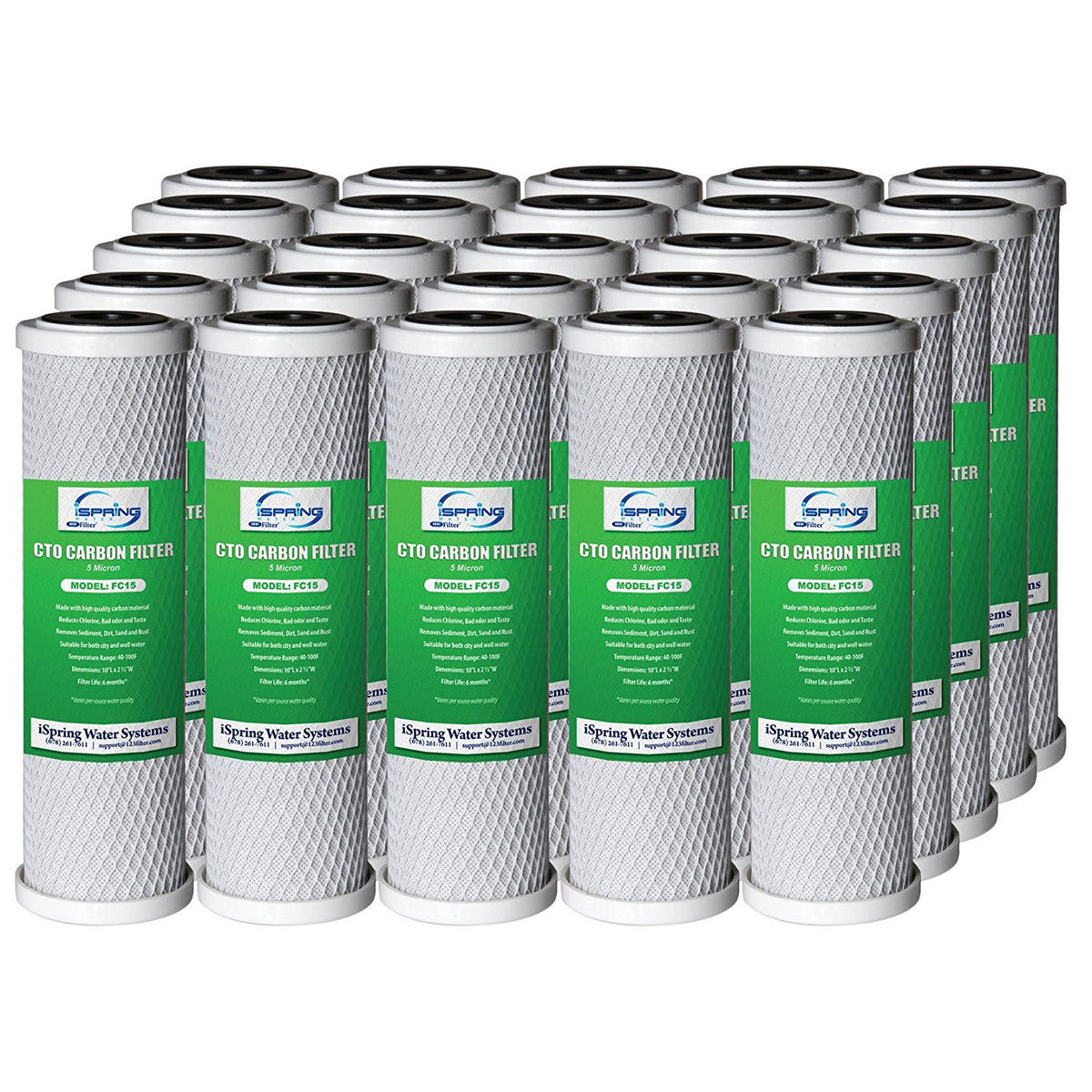 iSpring FC15X25 Box of 25 CTO Carbon Block Water Filter Replacement Cartridge