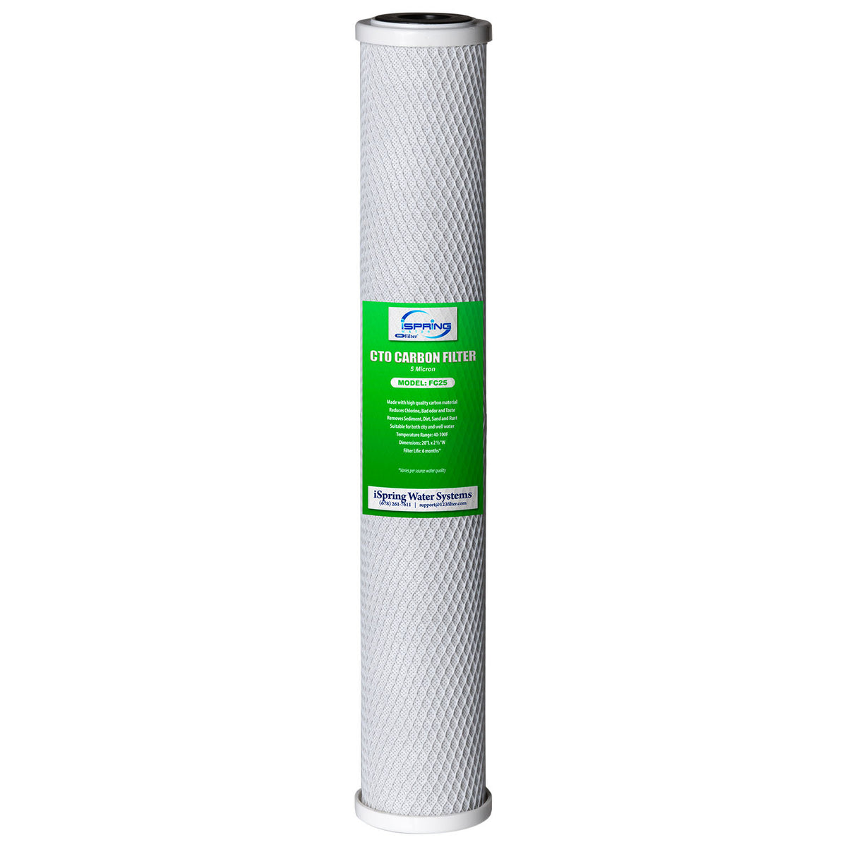 iSpring FC25 High Capacity 20” x 2.5” Water Filter Replacement Cartridges - CTO Carbon Block - Fits WCB32C, WCB32O, and RCB3P
