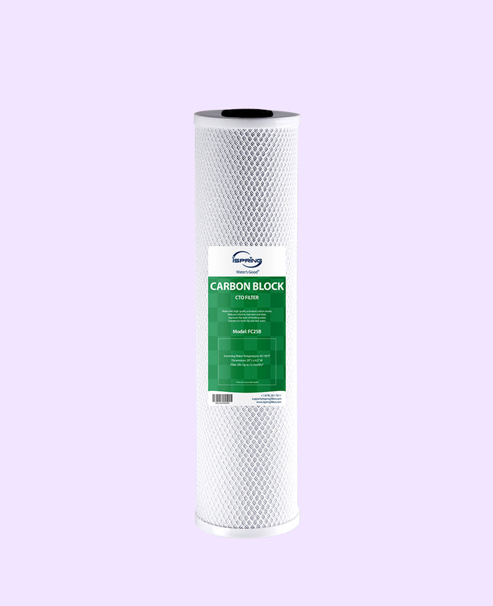 iSpring FC25B High Capacity 20" x 4.5" Water Filter Replacement Cartridge - Carbon Block - Fits Standard 20" x 4.5" Whole House Water Filter Systems
