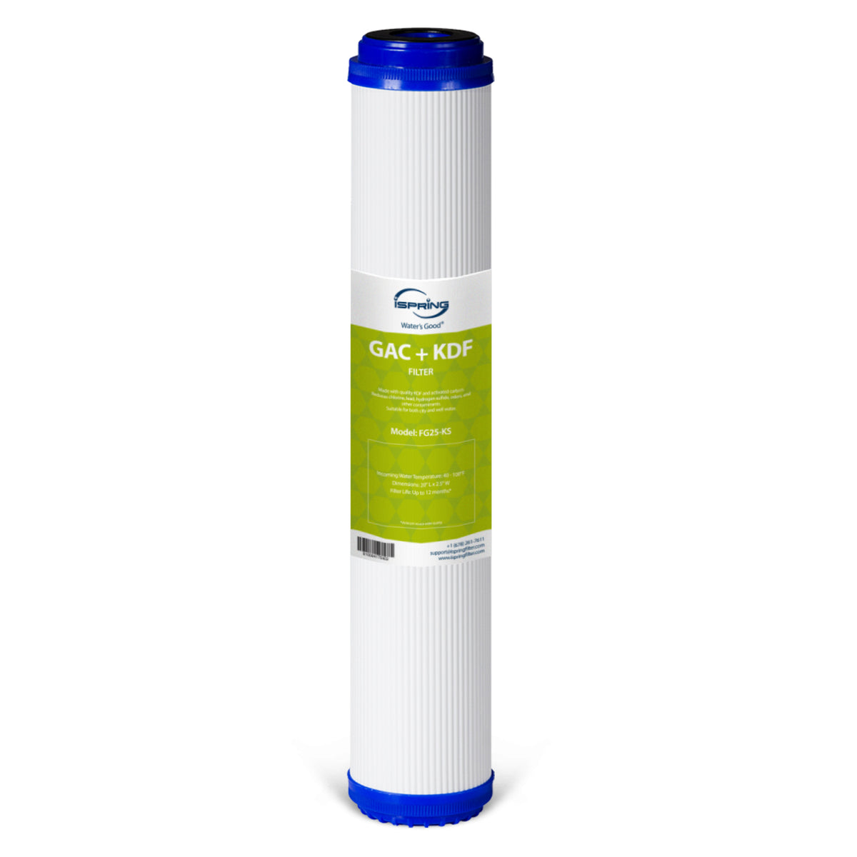 iSpring FG25-KS 2.5” x 20” Lead, Chlorine, Chloramine, PFAS Reducing Whole House Water Filter, Fits iSpring WCB32 Series