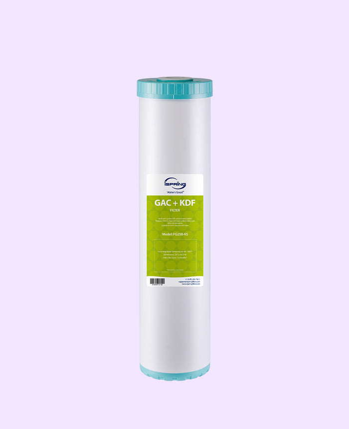 iSpring FG25B-KS 4.5" x 20" High Capacity Heavy Metal Reducing GAC and KDF Whole House Water Filter Replacement Cartridge