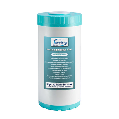 iSpring FM15B Iron and Manganese Reducing Water Filter, Replacement Cartridge for WGB21BM, 10"x 4.5"