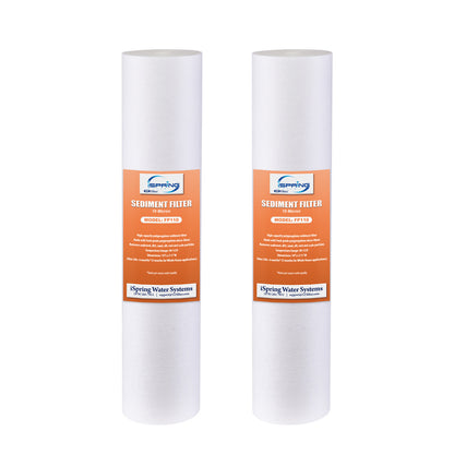 iSpring FP110X2 10 Micron 10"x2.5" Standard Sediment Water Filter Replacement Cartridges, 2-Pack