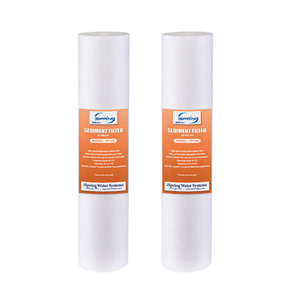 iSpring FP120X2 20 Micron 10"x2.5" Standard Sediment Filter Cartridges, 15,000-Gallon, Multi-Layer, 2-Pack