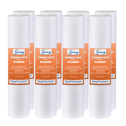 iSpring FP150X8 50 Micron 10"x2.5" Standard Sediment Water Filter Replacement Cartridges, 8-Pack