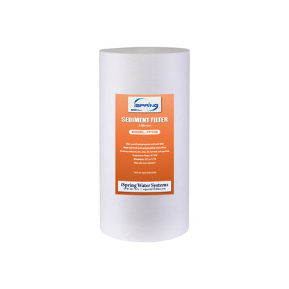 iSpring FP15B Sediment Filter Replacement Cartridge for Whole House Water Filtration Systems, High Capacity 5-Micron Premium PP, 4.5" x 10"