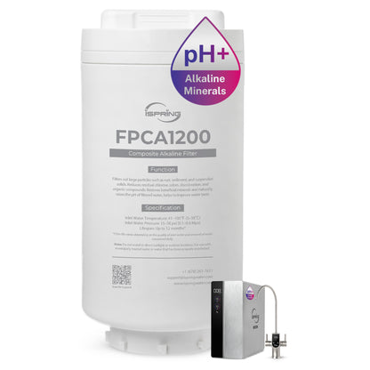 iSpring FPCA1200 PCA Composite Filter, Replacement for RO1200AK Reverse Osmosis System, Up to 12 Months Lifetime, Alkaline & Sediment & Carbon Composite Filter, pH+ Alkaline Remineralization