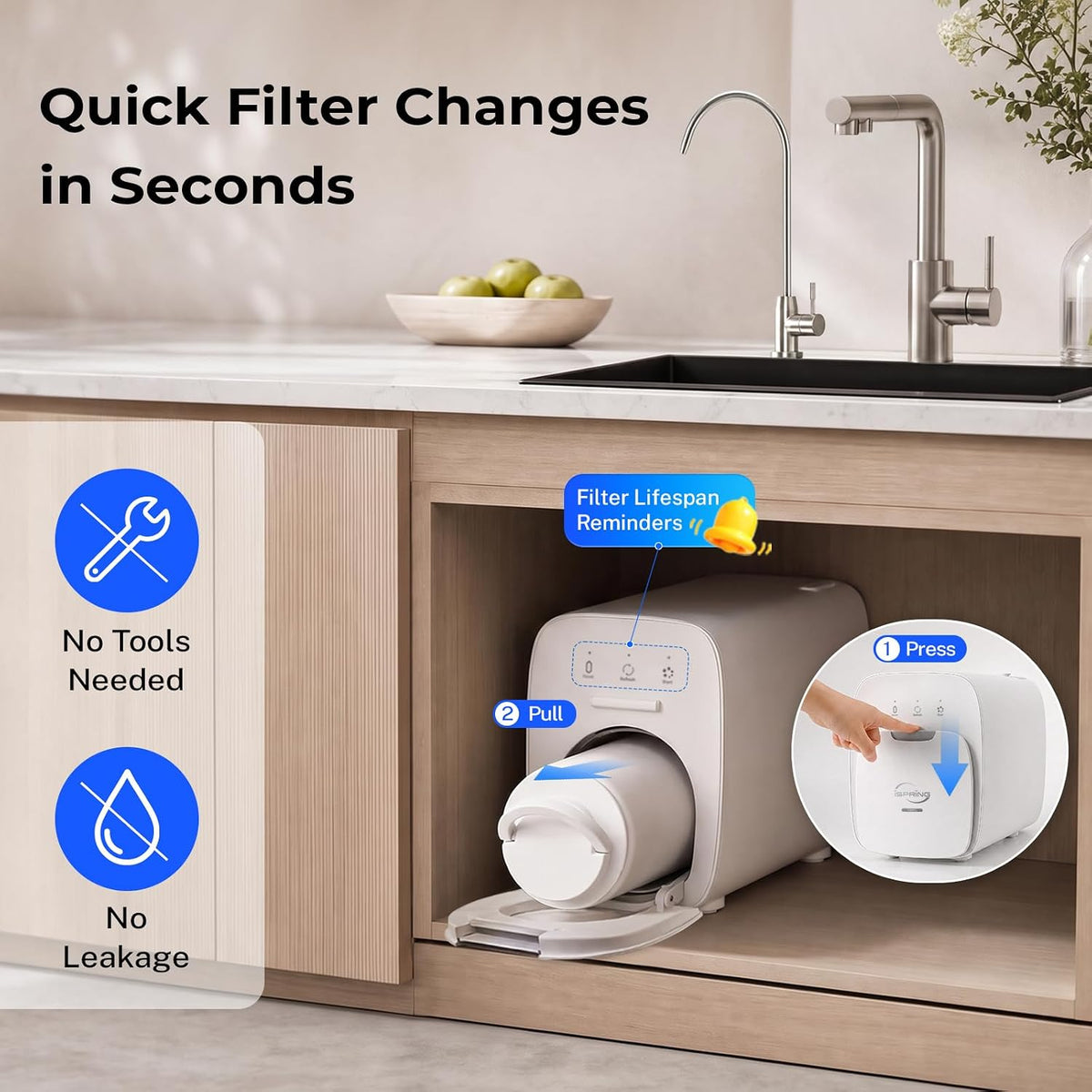 iSpring FPCM1000 Replacement Filter for RO10001F Reverse Osmosis System, RO10001F Replacement Filter, All-in-One Composite Filter, Up to 24 Months, Tool-Free Push & Pull Replacement