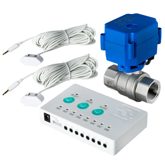 iSpring LS43 Water Leak Detector Alarm System with Automatic Shut-off Valve and 2 Detection Sensors, Connects Up to 8 Sensor to Prevent Flooding