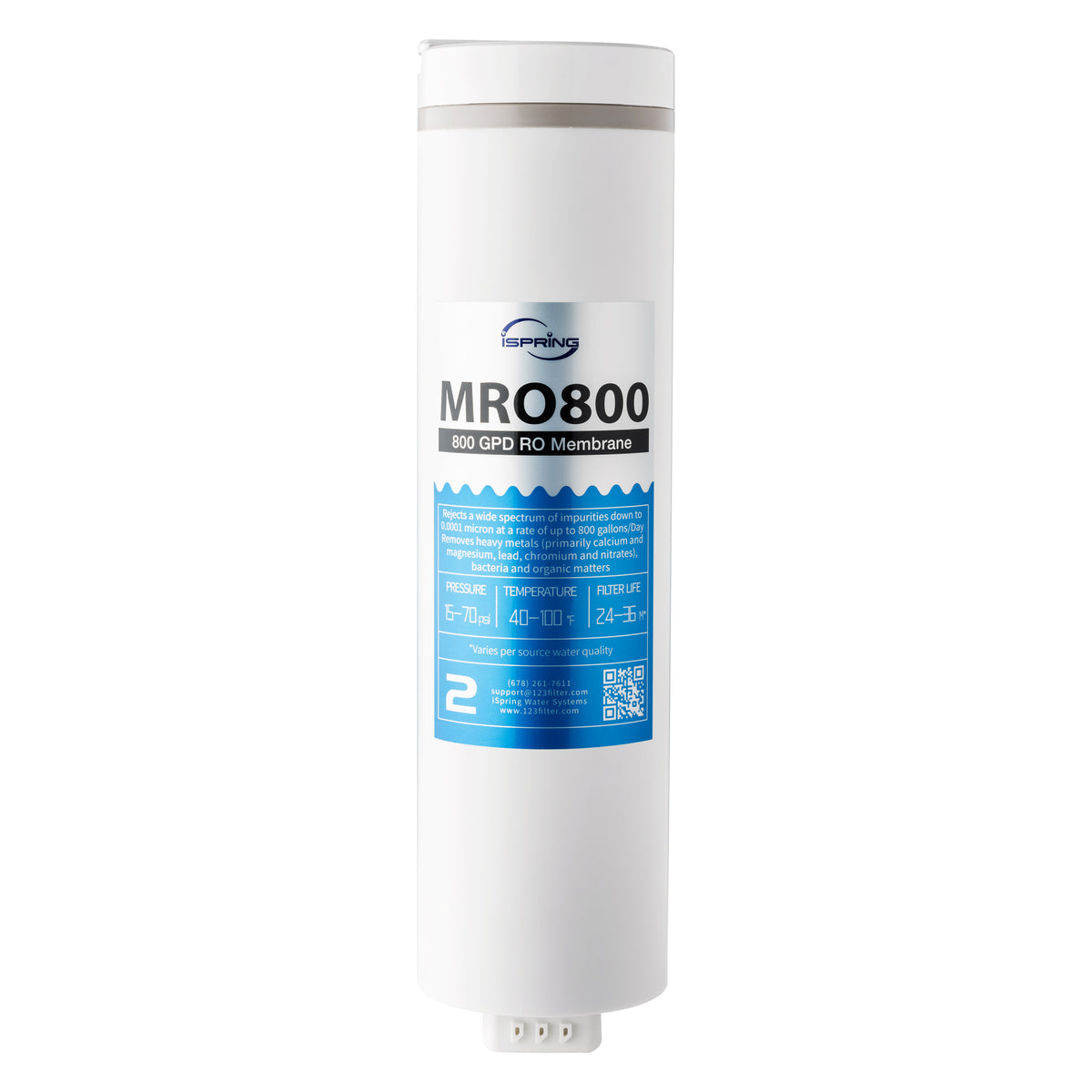 iSpring MRO800 RO Membrane Replacement Filter for RO800G Reverse Osmosis System, High Flow up to 800 GPD, 2.5:1 Pure to Waste water ratio