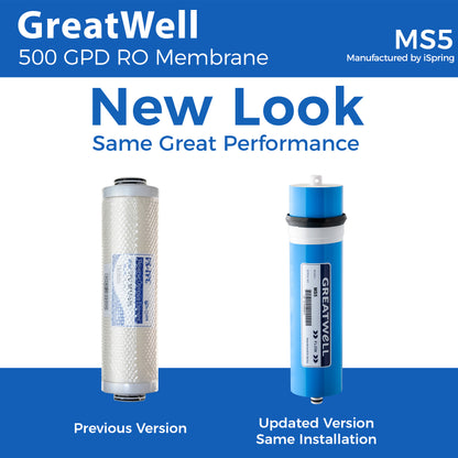 iSpring MS5-N 500GPD Reverse Osmosis (RO) Membrane Replacement 3.0" x 11.7", Fits RCS5T, Updated Version