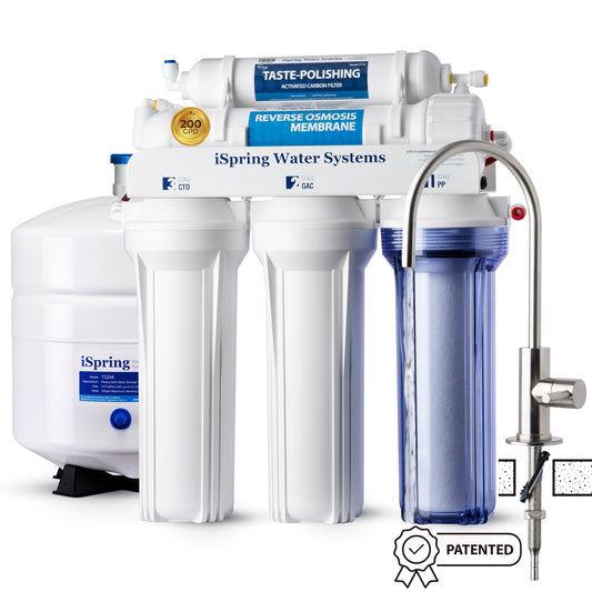 iSpring RCC2, Upgraded 200 GPD Capacity, 5-Stage Under Sink Reverse Osmosis Water Filter System, Patented Easy-Mount Faucet for Hassle-Free Installation