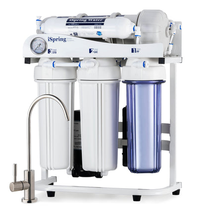 iSpring RCS5T 500 GPD Residential and Light Commercial Tankless Reverse Osmosis Water Filter System with 1.5:1 Pure to Drain Ratio