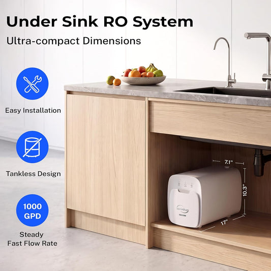 iSpring RO10001F Tankless Reverse Osmosis Water Filter, 8 oz in 6 Seconds 0.69 GPM Under Sink RO System, All-in-One Composite Filter, Up to 2-Year Life, 3:1 Pure to Drain Ratio, Filter Reminder