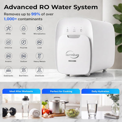 iSpring RO10001F Tankless Reverse Osmosis Water Filter, 8 oz in 6 Seconds 0.69 GPM Under Sink RO System, All-in-One Composite Filter, Up to 2-Year Life, 3:1 Pure to Drain Ratio, Filter Reminder