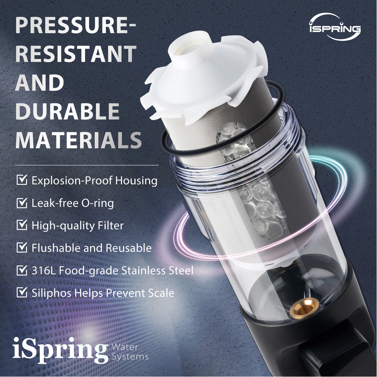 iSpring FWSPSL-ARJ NSF/ANSI/CAN 372 Certified Spin Down Sediment Water Filter Replacement Cartridge with Siliphos, for WSPSL-ARJ and WSPSL-ARJ-BP Series, 1 Count (Pack of 1)