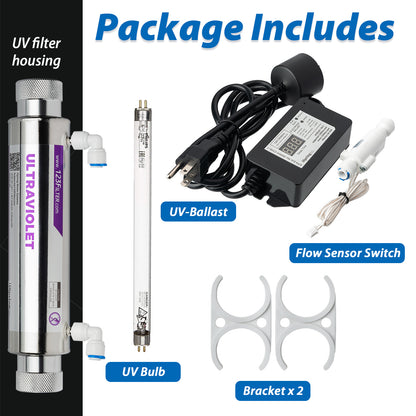 iSpring UVF11A 10-INCH UV Ultraviolet Filter with Smart Flow Control Switch 11W, 110V