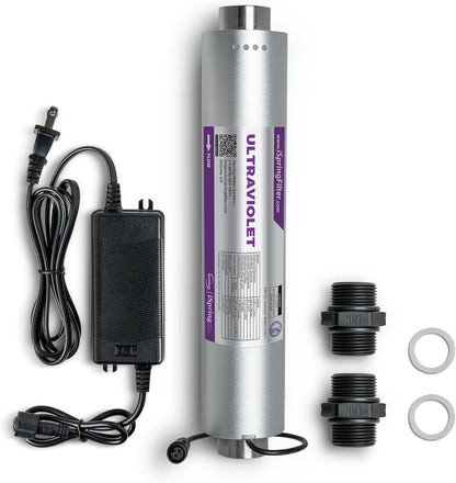 iSpring UVF50 LED UV Water Filter System, Whole House Ultraviolet Water Purifier Filter, Long-Life LED Design, Built-in Smart Flow Sensor Switch, Mercury-Free, Up to 13.2 GPM