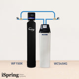 iSpring WF150K+WCS45KG Whole House Water Softener   Chlorine, Chloramine, and Heavy Metal Water Filter - Set &amp; Forget