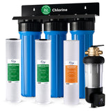 iSpring WGB32B+WSP100ARJBP Whole House Water Filter System, Removes Sediment, Odor, Cloudiness, and up to 99% Chlorine, Up to 15 GPM Flow, w/ WSP100ARJ-BP Jumbo Auto Flush Spin Down Sediment Water Filter with Bypass