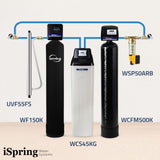 iSpring WSP50ARB+WCFM500K+WCS45KG+WF150K+UVF55FS Well Water Filtration Solution - Set &amp; Forget
